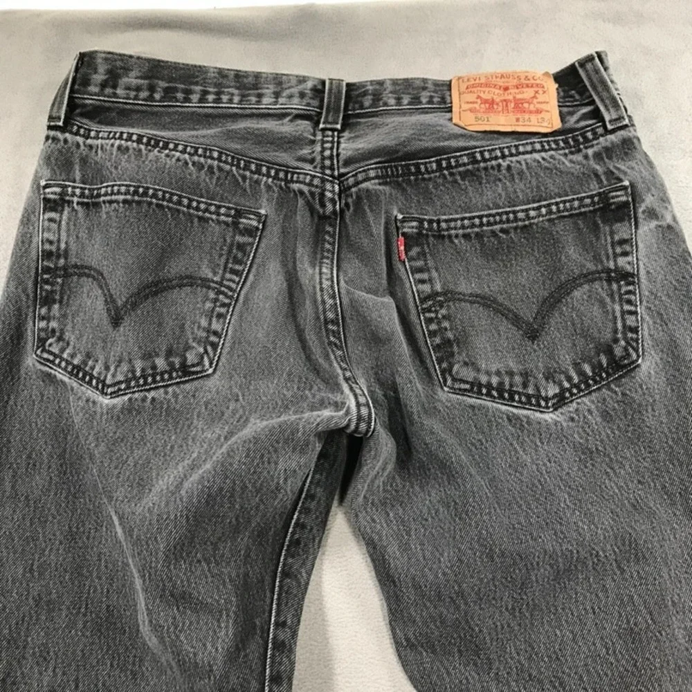 Vintage Y2K Levi's 501 Jeans Men's 34x34 Black Faded Gray Grunge Rock Button Fly